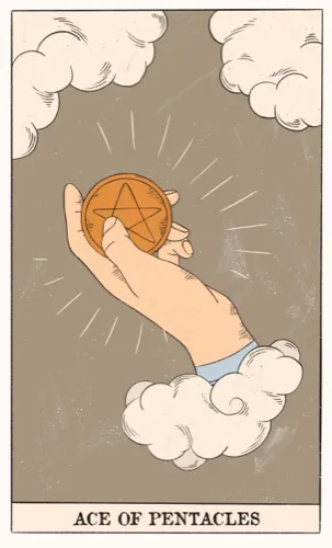 Ace of Pentacles tarot card (Rider–Waite–Smith)