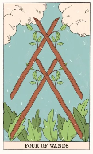 Four of Wands tarot card (Rider–Waite–Smith)