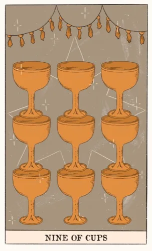 Nine of Cups tarot card (Rider–Waite–Smith)