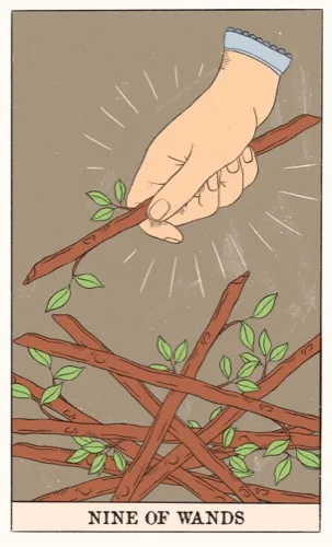 Nine of Wands tarot card (Rider–Waite–Smith)