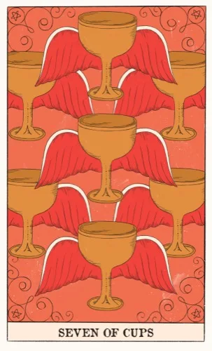 Seven of Cups tarot card (Rider–Waite–Smith)