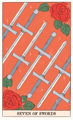 Seven of Swords tarot card (Rider–Waite–Smith)