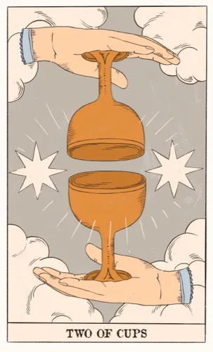 Two of Cups tarot card (Rider–Waite–Smith)