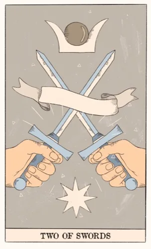Two of Swords tarot card (Rider–Waite–Smith)